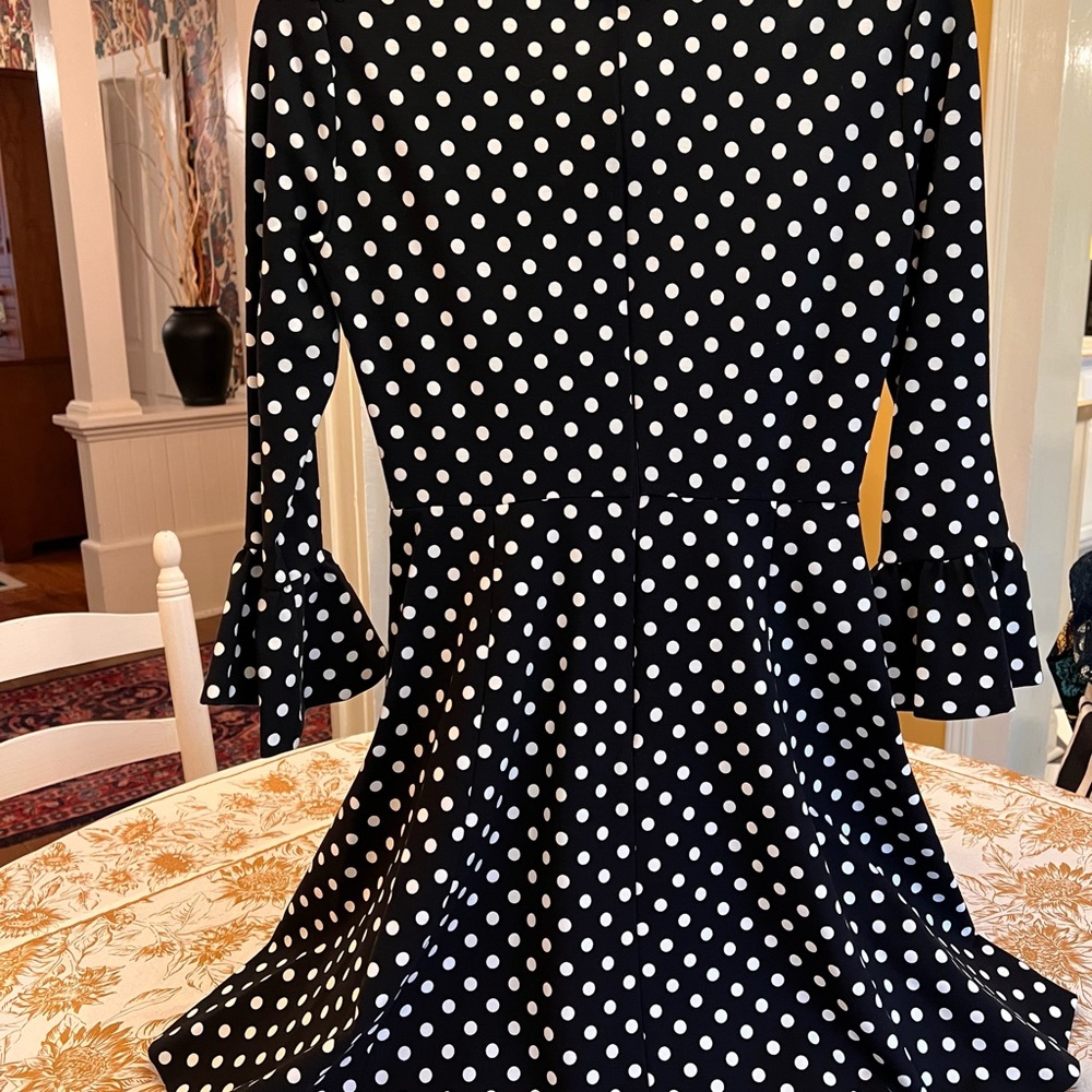 Kate Spade Domino Dot Flounce Sleeve Ponte Fit and Flair Dress - Picture 7 of 7